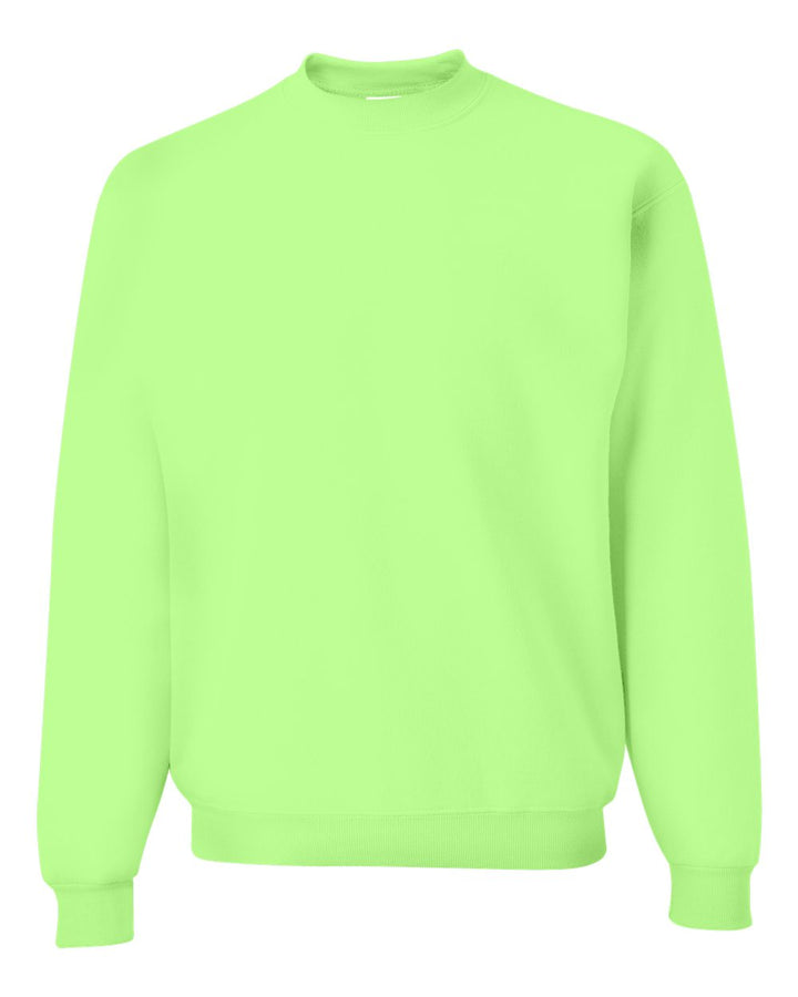 Front View of Neon Green NuBlend® Crewneck Sweatshirt - 562MR
