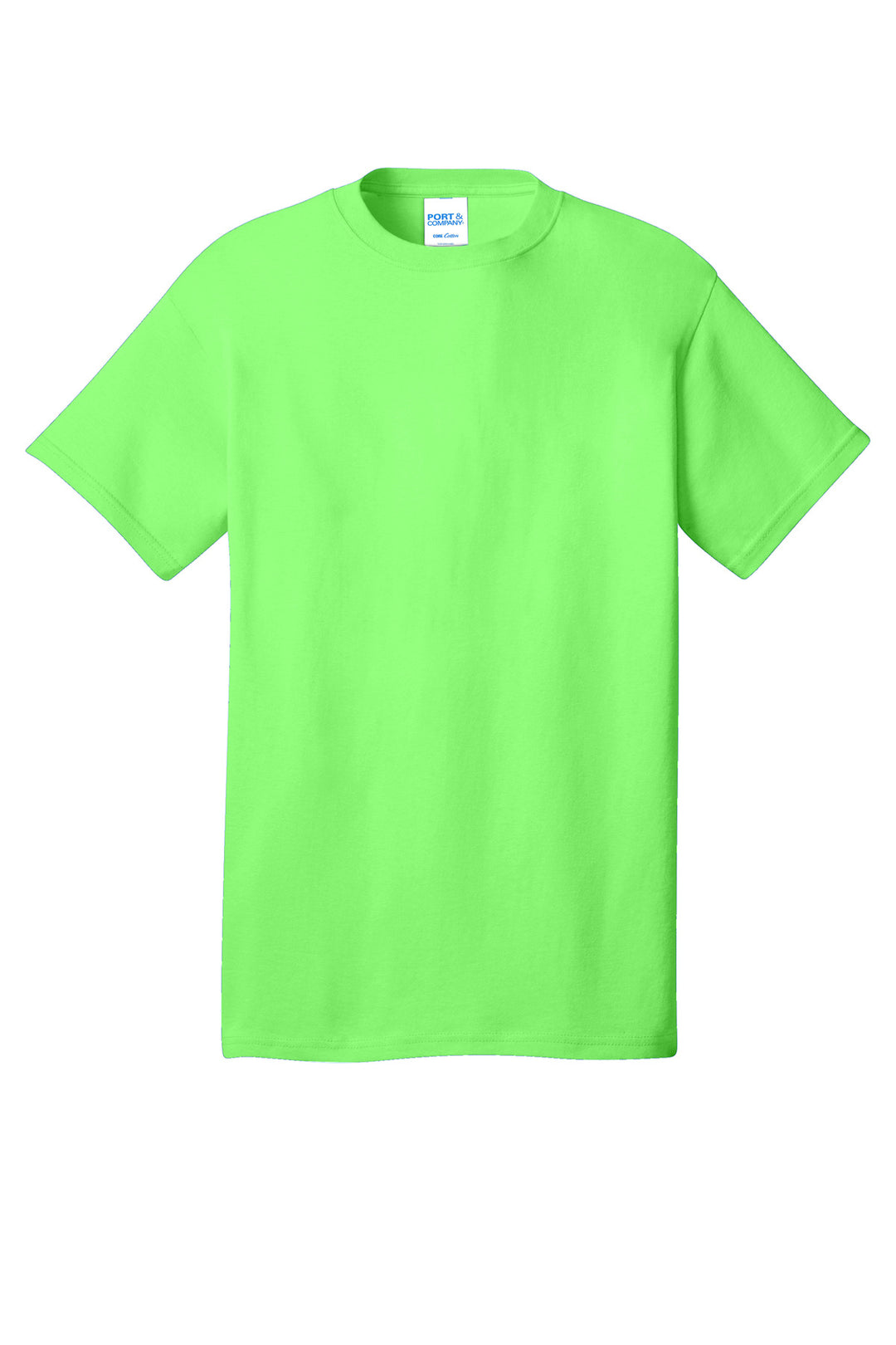 Front View of Neon Green Port & Company - Core Cotton Tee. PC54