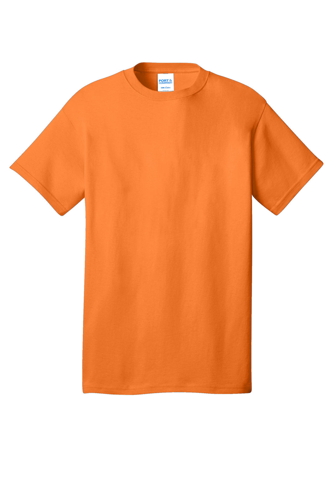 Front View of Neon Orange Port & Company - Core Cotton Tee. PC54