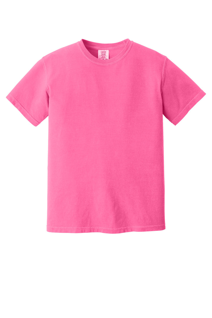Front View of Neon Pink COMFORT COLORS Heavyweight Ring Spun Tee. 1717