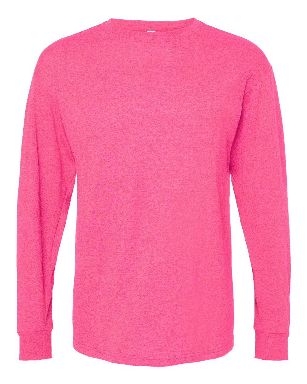 Front View of Neon Pink Gold Soft Touch Long Sleeve T-Shirt - 4820