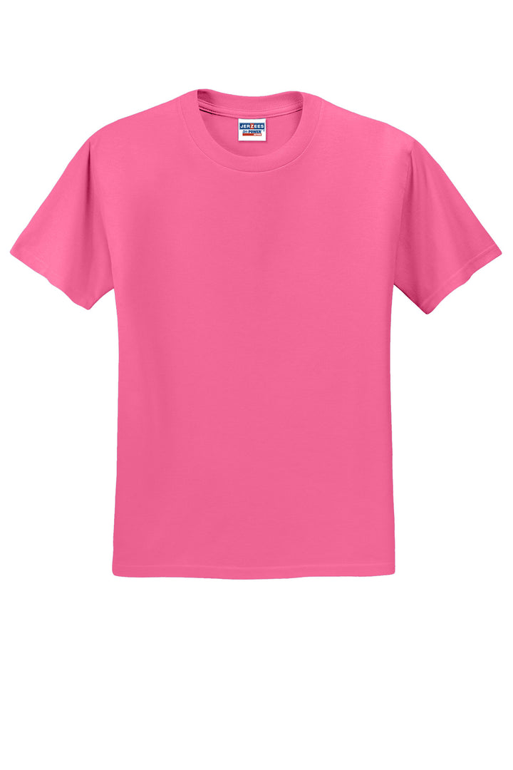 Front View of Neon Pink Jerzees - Dri-Power 50/50 Cotton/Poly T-Shirt. 29M