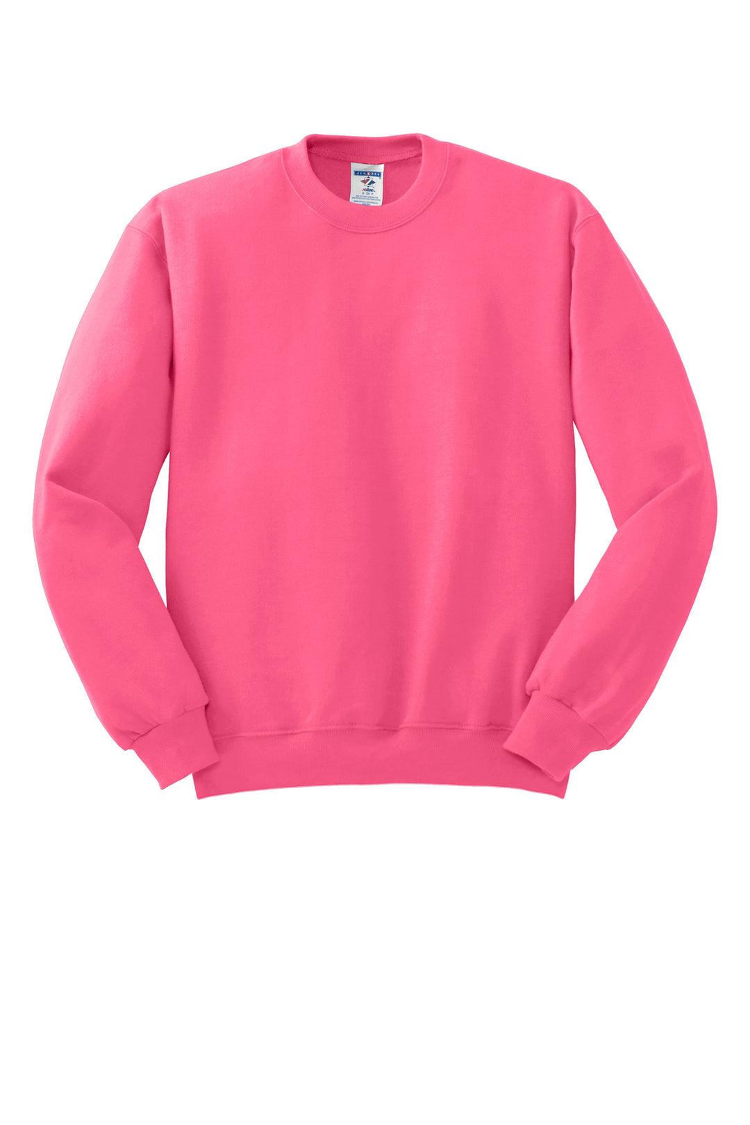 Front View of Neon Pink Jerzees - NuBlend Crewneck Sweatshirt. 562M