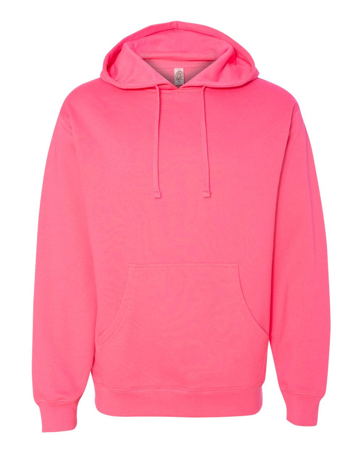 Front View of Neon Pink Midweight Hooded Sweatshirt - SS4500