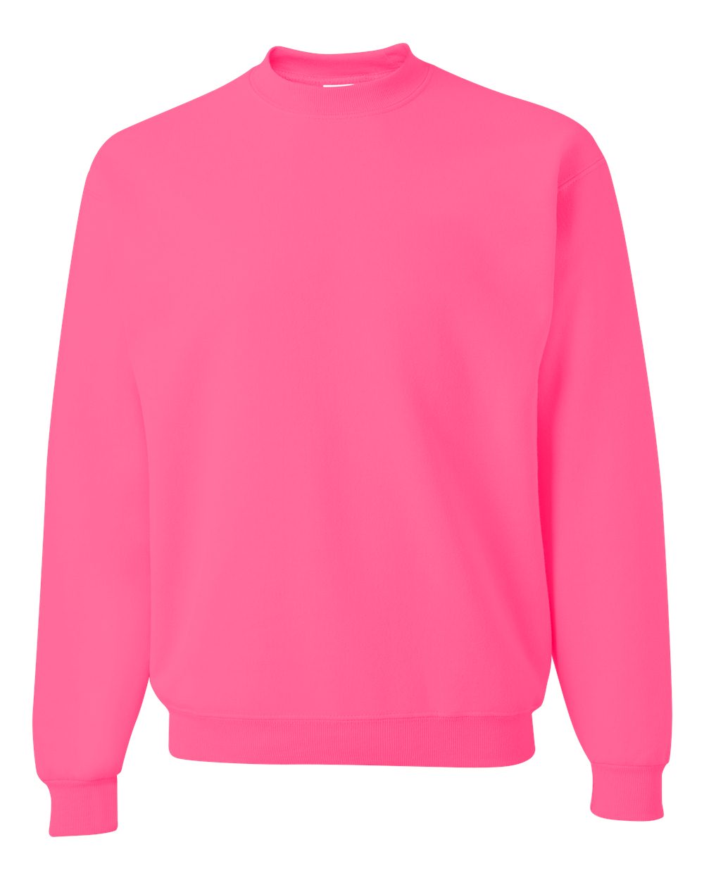 Front View of Neon Pink NuBlend® Crewneck Sweatshirt - 562MR