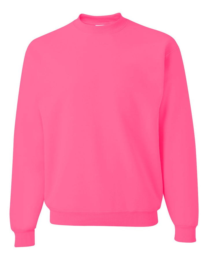 Front View of Neon Pink NuBlend® Crewneck Sweatshirt - 562MR