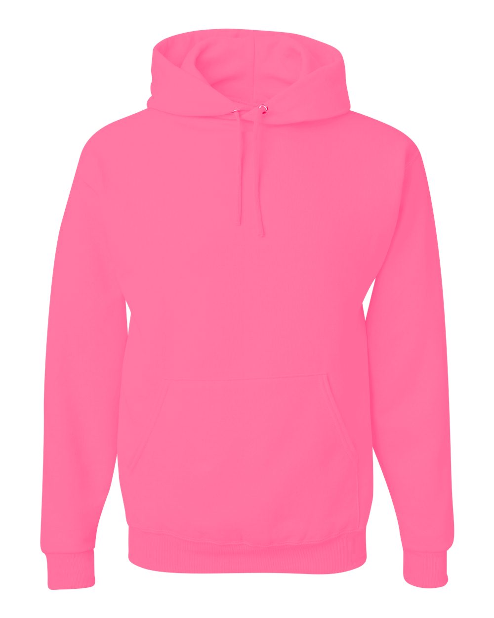 Front View of Neon Pink NuBlend® Hooded Sweatshirt - 996MR