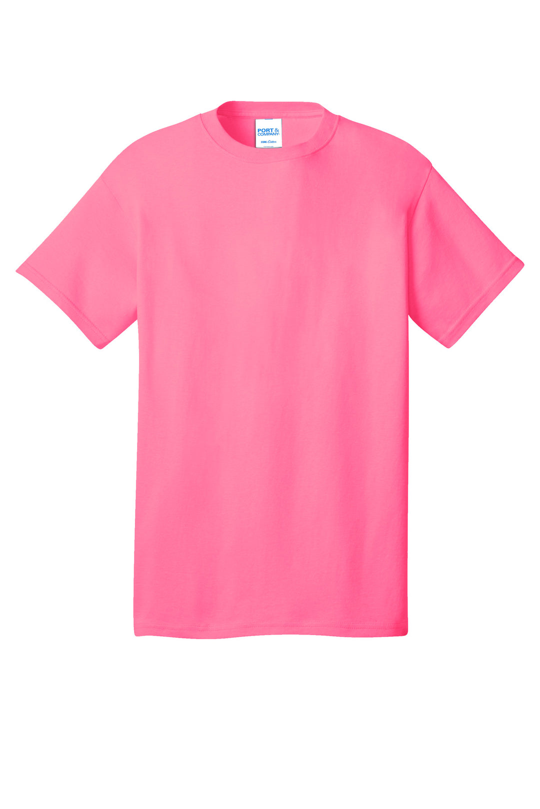 Front View of Neon Pink Port & Company - Core Cotton Tee. PC54