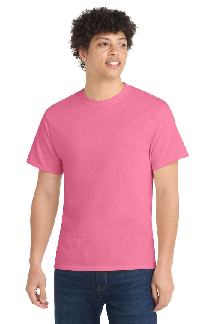 Front View of Neon Pink Port & Company - Core Cotton Tee. PC54