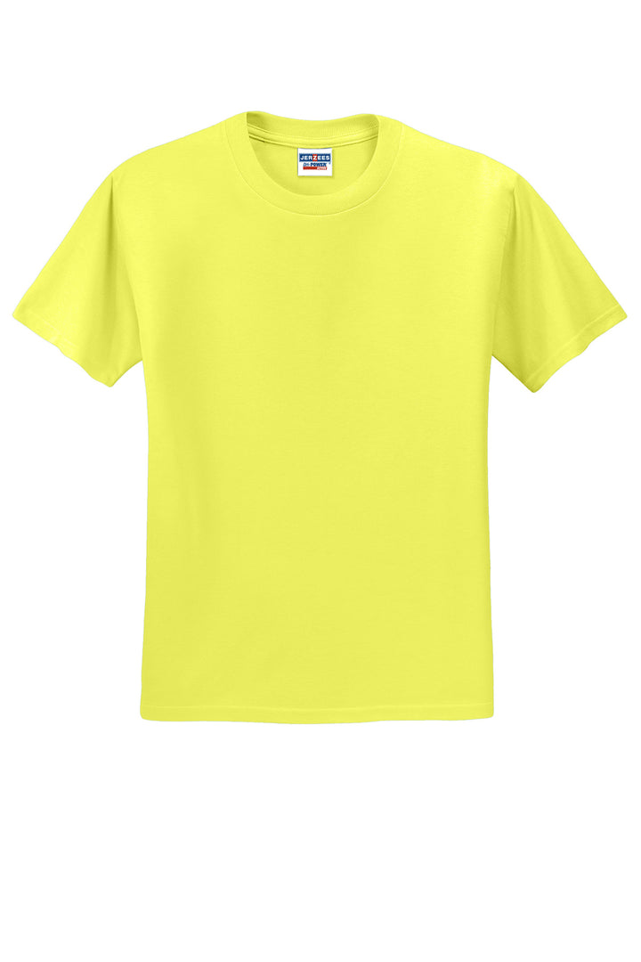 Front View of Neon Yellow Jerzees - Dri-Power 50/50 Cotton/Poly T-Shirt. 29M