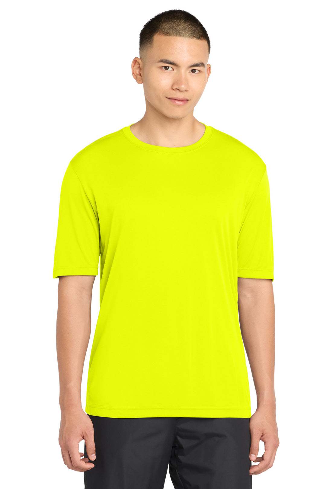 Front View of Neon Yellow Sport-Tek PosiCharge Competitor Tee. ST350
