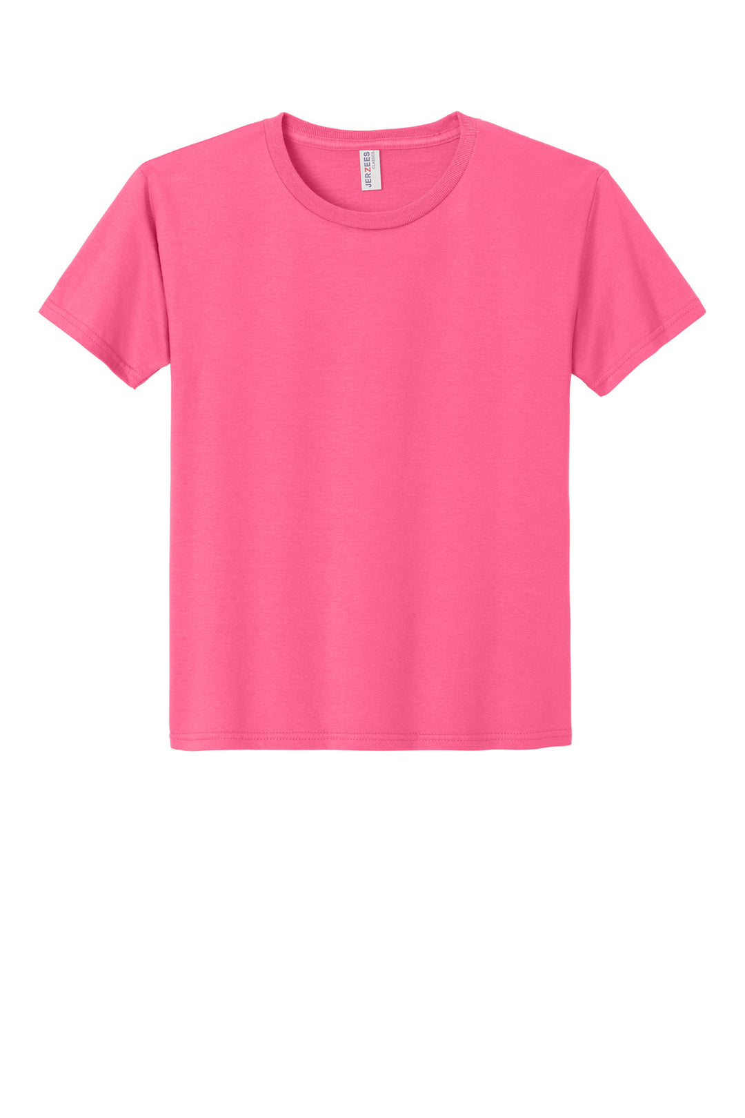 Front View of NeonPink Jerzees Classics Youth Cotton T-Shirt 363Y