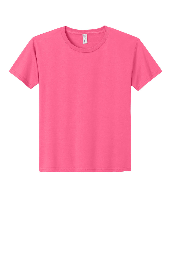 Front View of NeonPink Jerzees Classics Youth Cotton T-Shirt 363Y