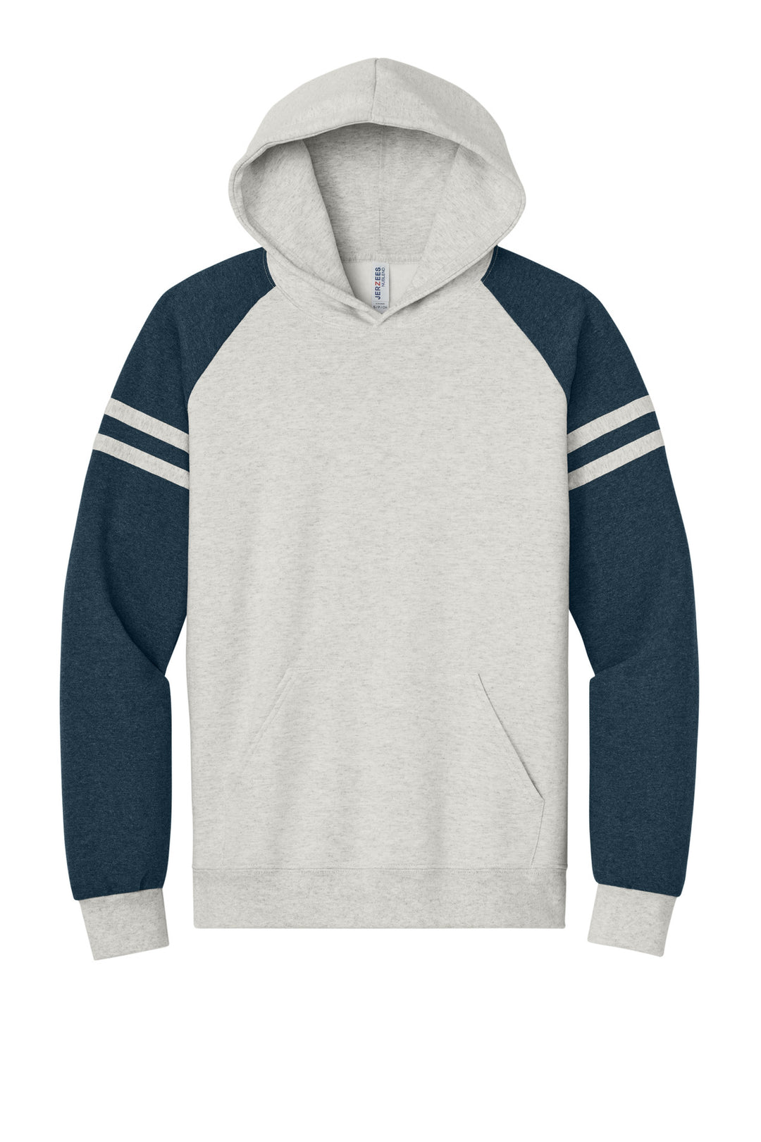 Front View of OatH/IdgHt Jerzees Unisex NuBlend Varsity Colorblock Hooded Sweatshirt 97C