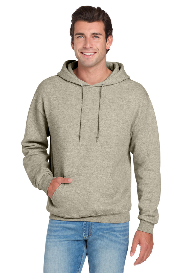 Front View of OatHthr Jerzees NuBlend Pullover Hooded Sweatshirt. 996M