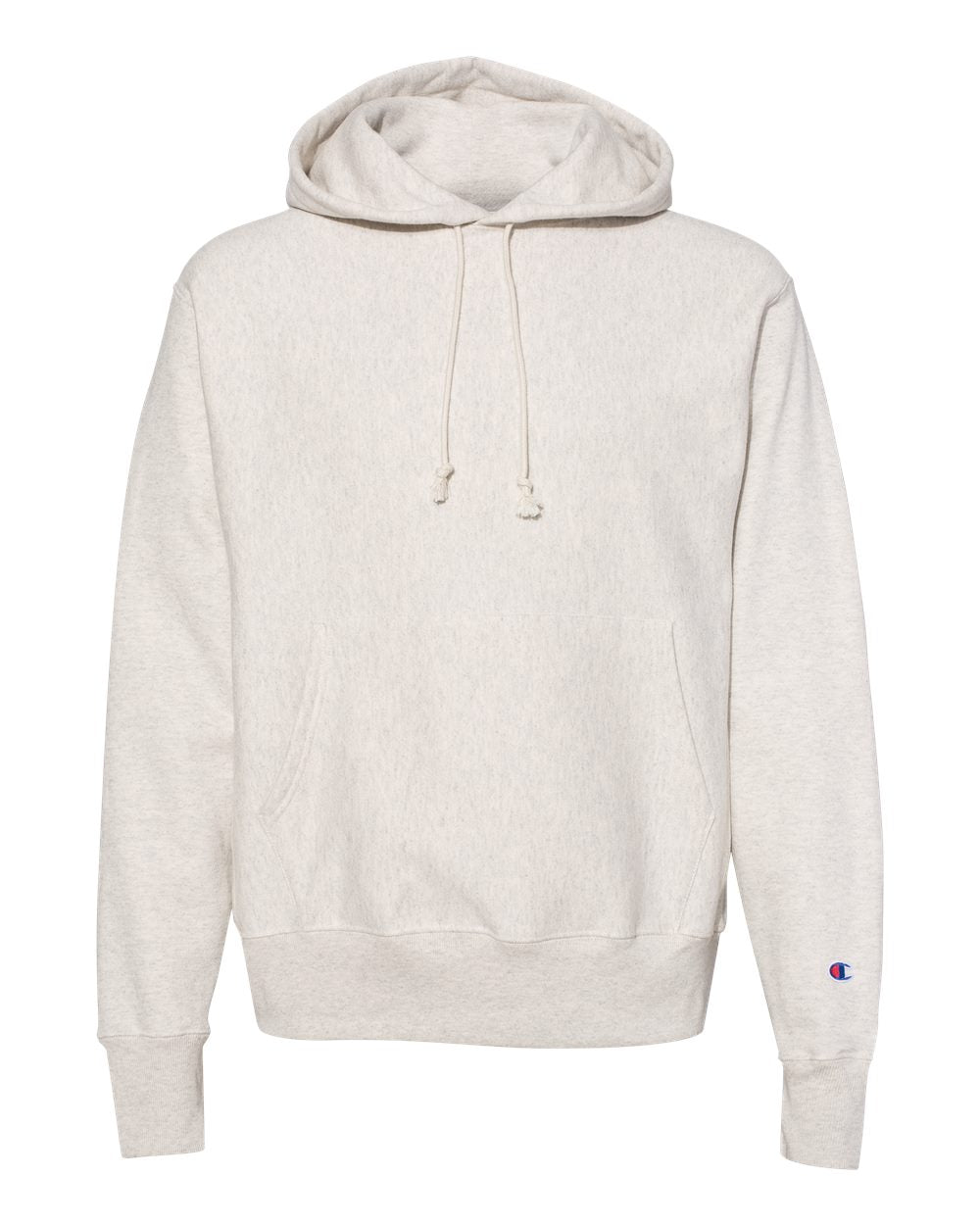Front View of Oatmeal Heather Reverse Weave® Hooded Sweatshirt - S101