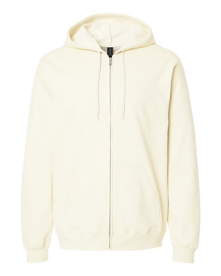 Front View of Off White Softstyle® Full-Zip Hooded Sweatshirt - SF600