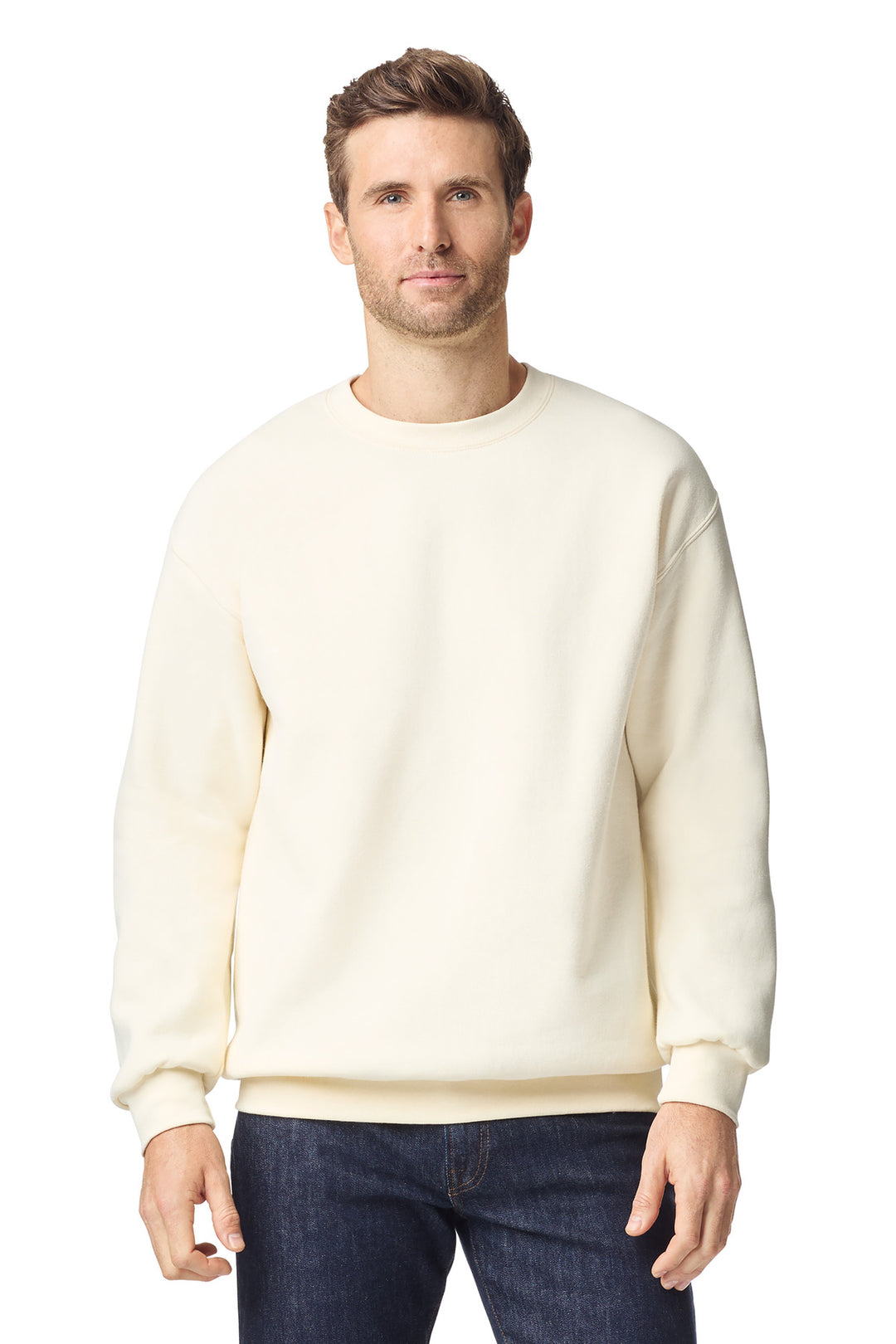 Front View of OffWhite Gildan Hammer Maxweight Crewneck Sweatshirt 19000