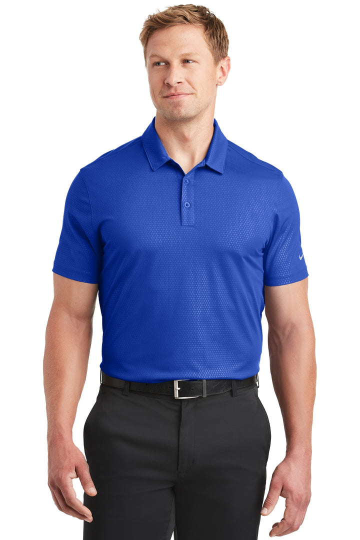 Front View of Old Royal Nike Dri-FIT Embossed Tri-Blade Polo. 838964