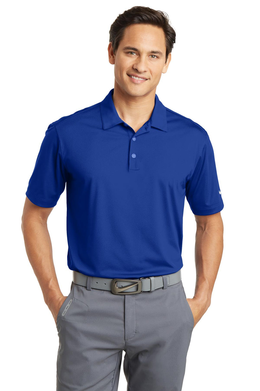 Front View of Old Royal Nike Dri-FIT Vertical Mesh Polo. 637167