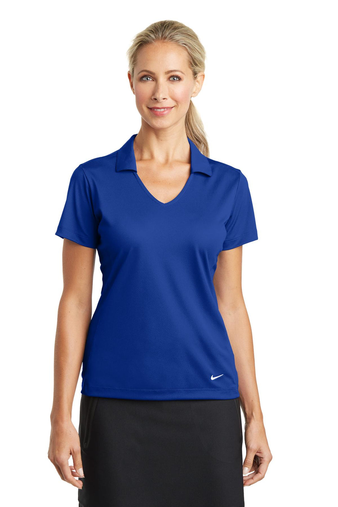 Front View of Old Royal Nike Women's Dri-FIT Vertical Mesh Polo. 637165