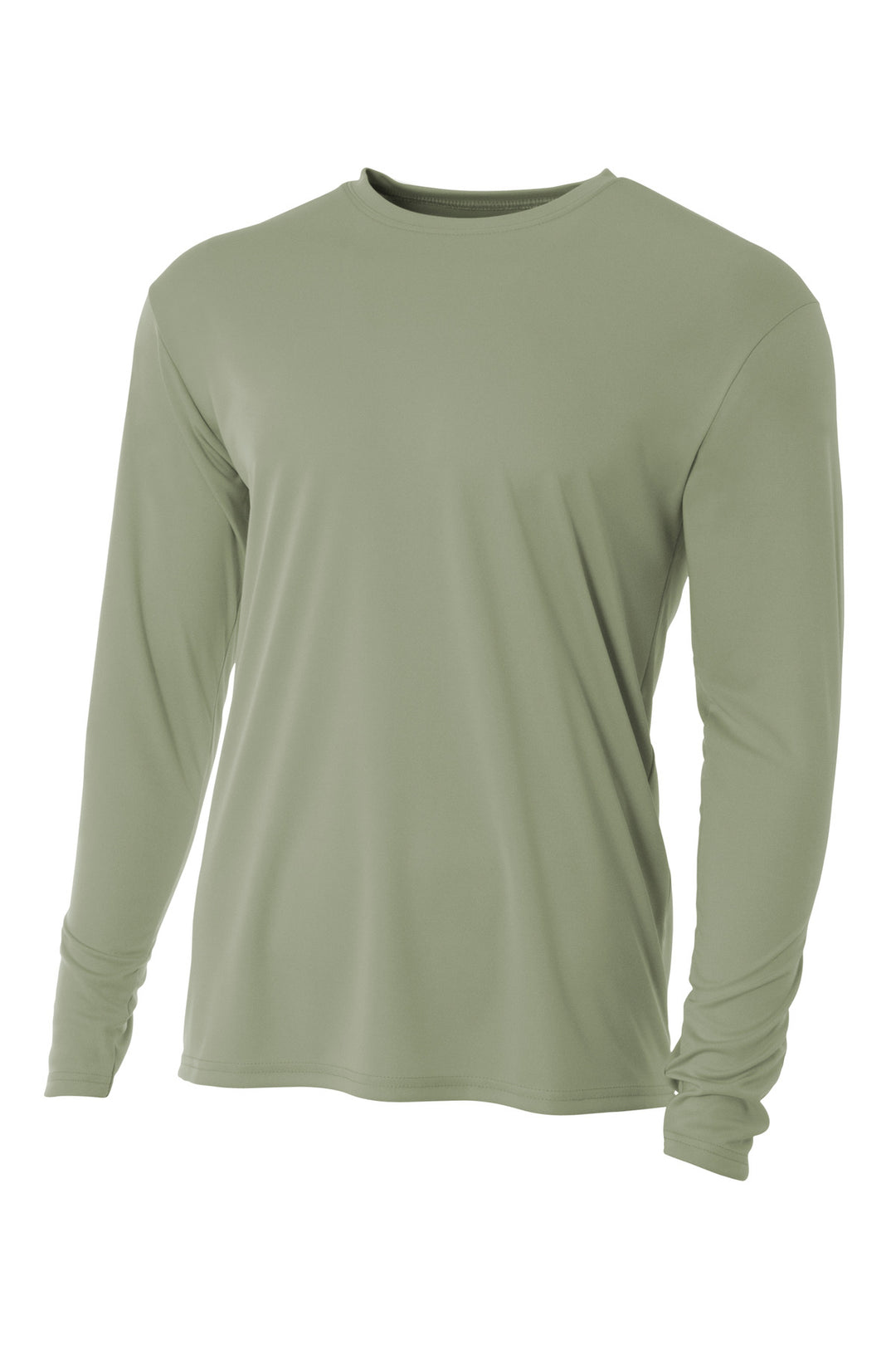 Front View of Olive A4 Cooling Performance Long Sleeve Tee A4N3165