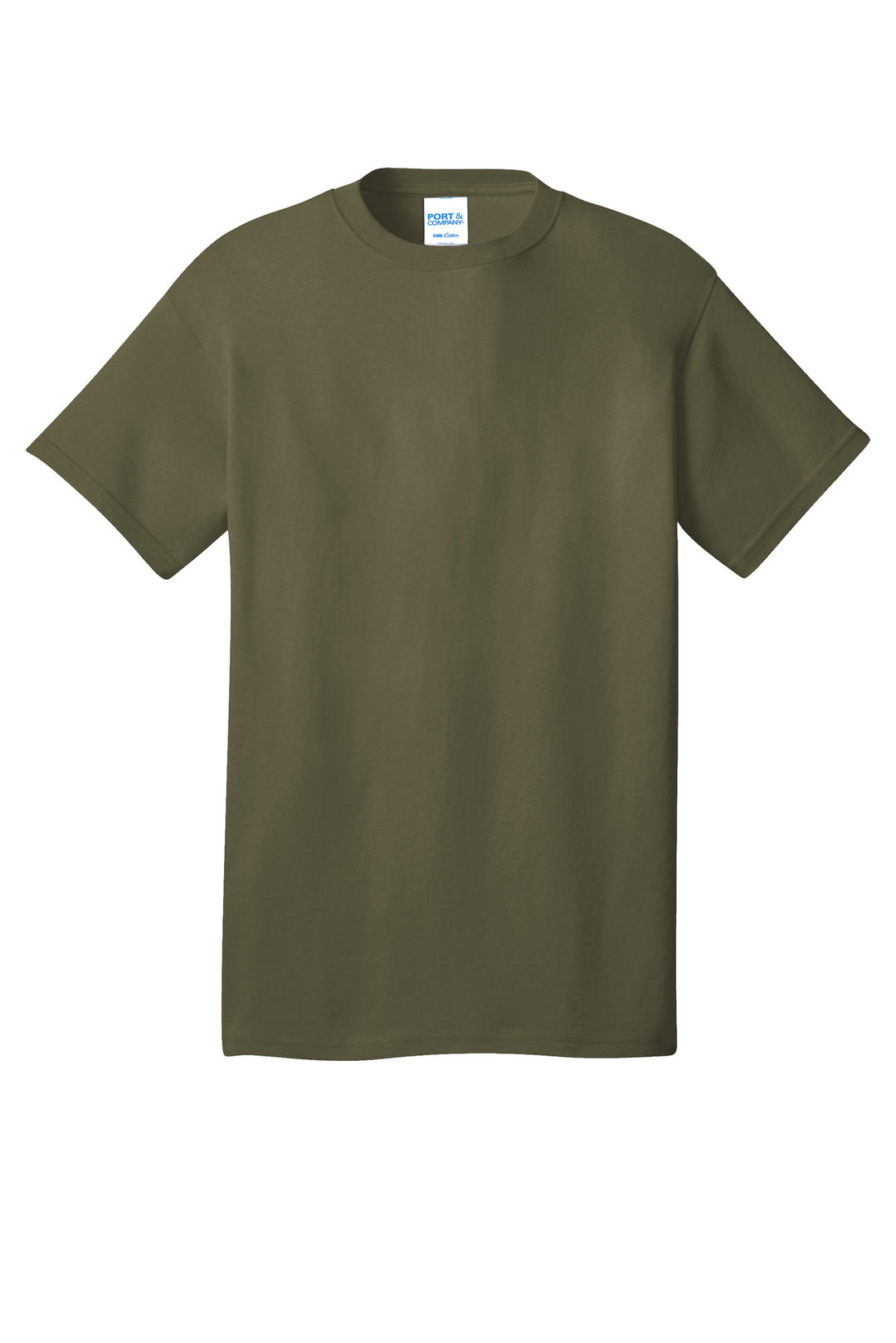 Front View of Olive Drab Grn Port & Company - Core Cotton Tee. PC54