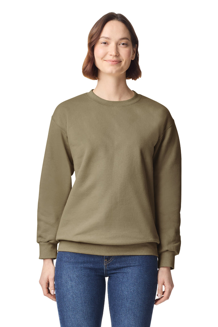 Front View of Olive Gildan Hammer Maxweight Crewneck Sweatshirt 19000