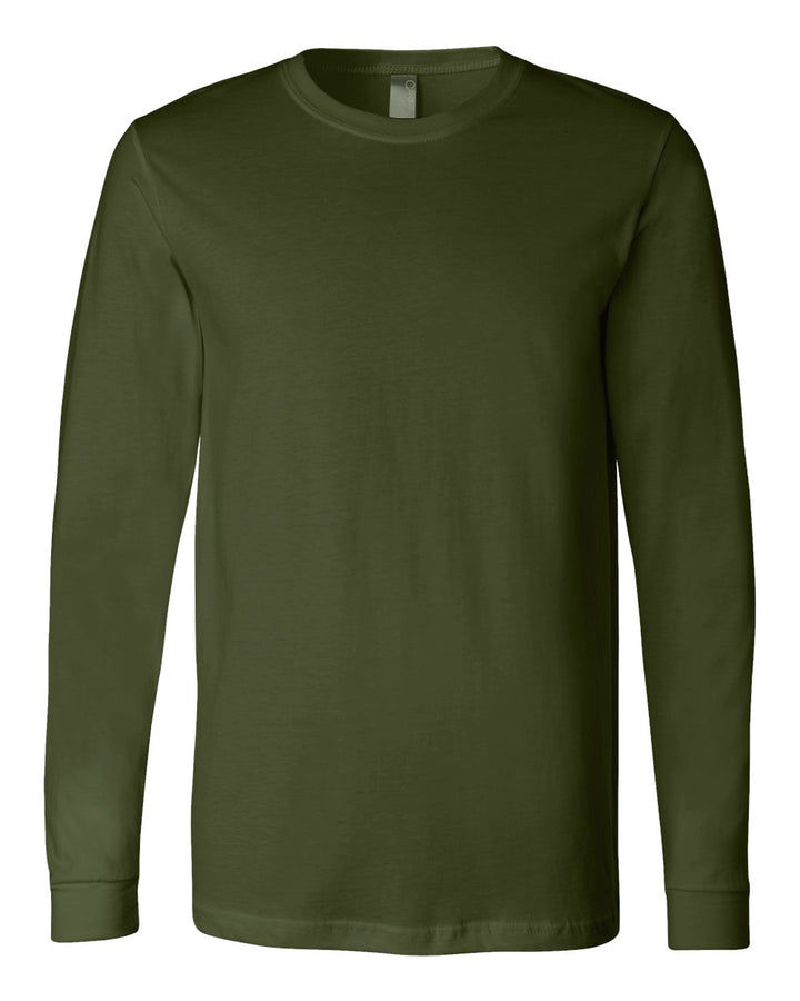 Front View of Olive Jersey Long Sleeve Tee - 3501