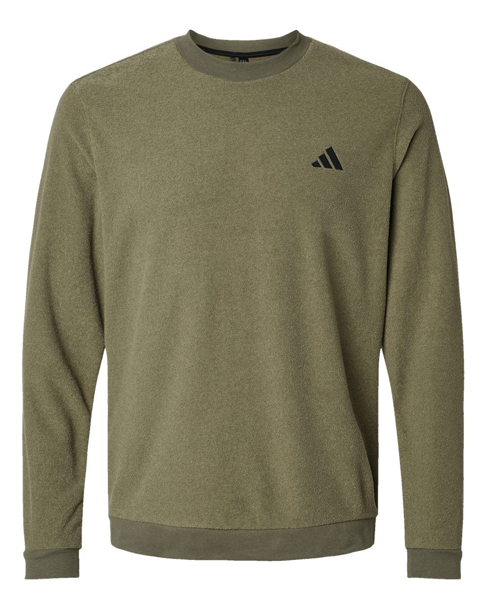 Front View of Olive Strata Crewneck Sweatshirt - A586