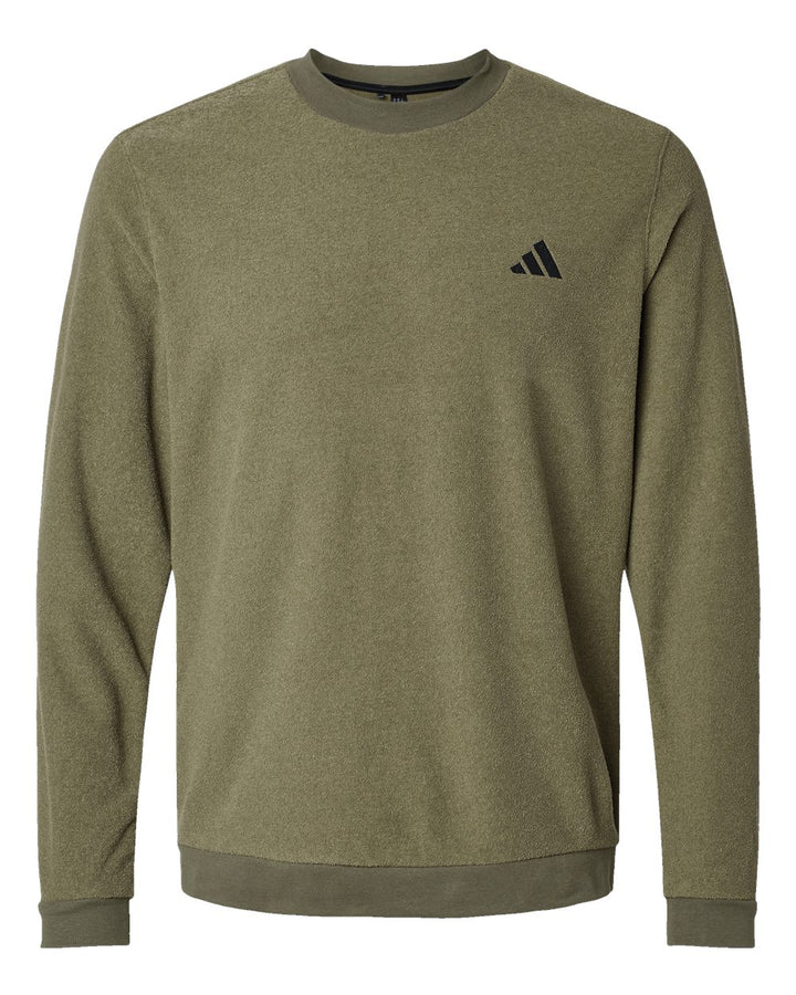 Front View of Olive Strata Crewneck Sweatshirt - A586