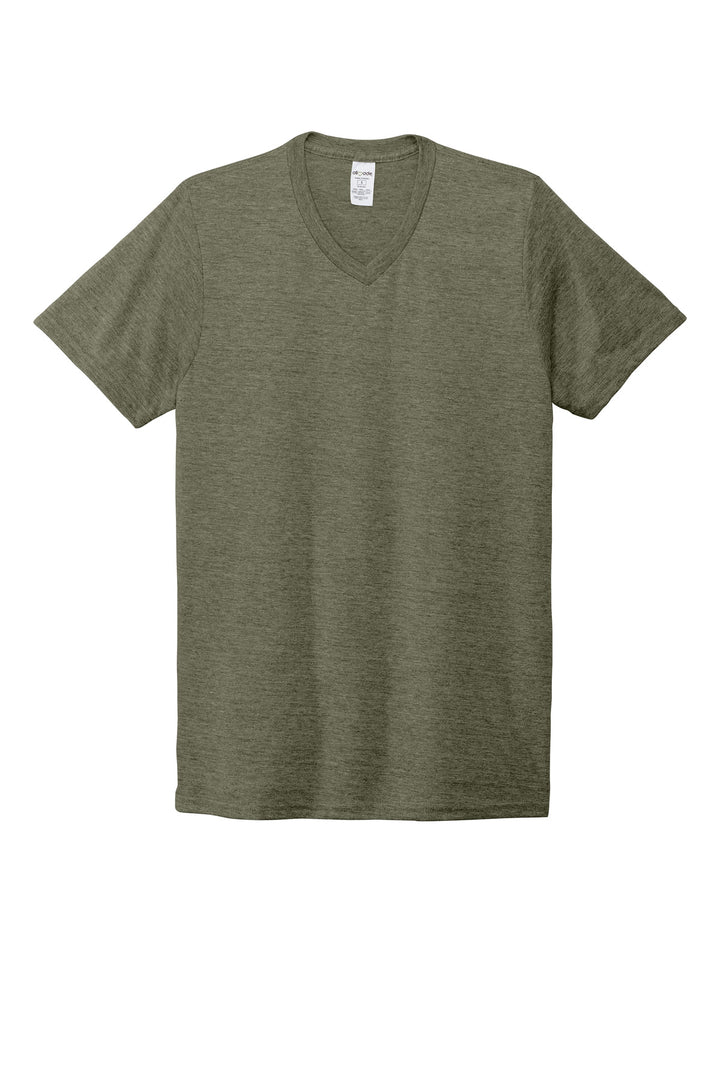Front View of Olive You Grn Allmade Unisex Tri-Blend V-Neck Tee AL2014