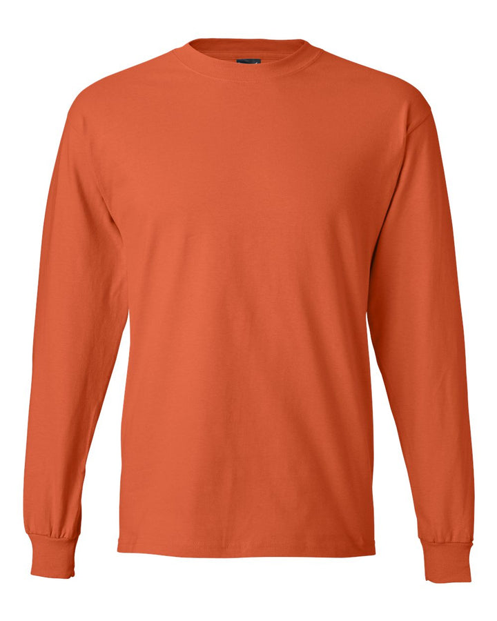 Front View of Orange Beefy-T® Long Sleeve T-Shirt - 5186