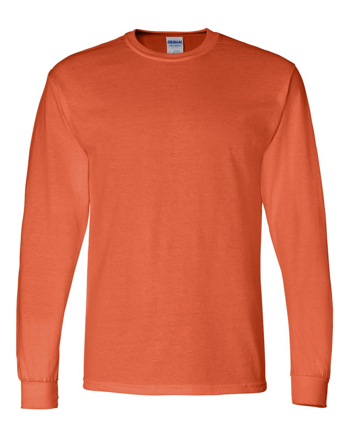 Front View of Orange DryBlend® 50/50 Long Sleeve T-Shirt - 8400