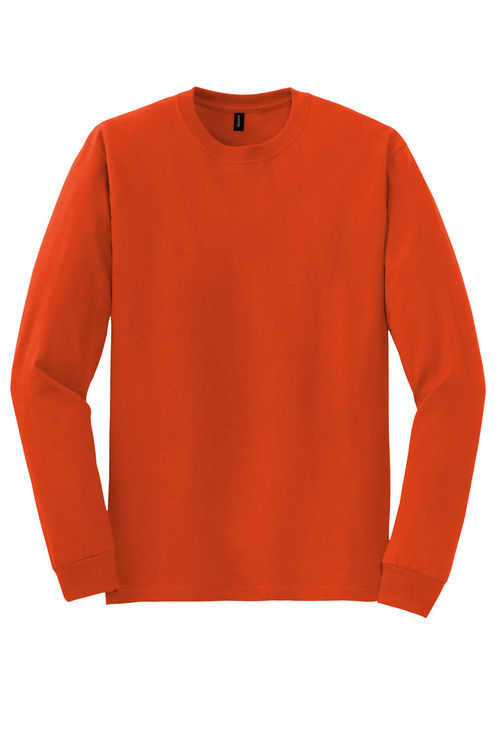 Front View of Orange Gildan - DryBlend 50 Cotton/50 Poly Long Sleeve T-Shirt. 8400