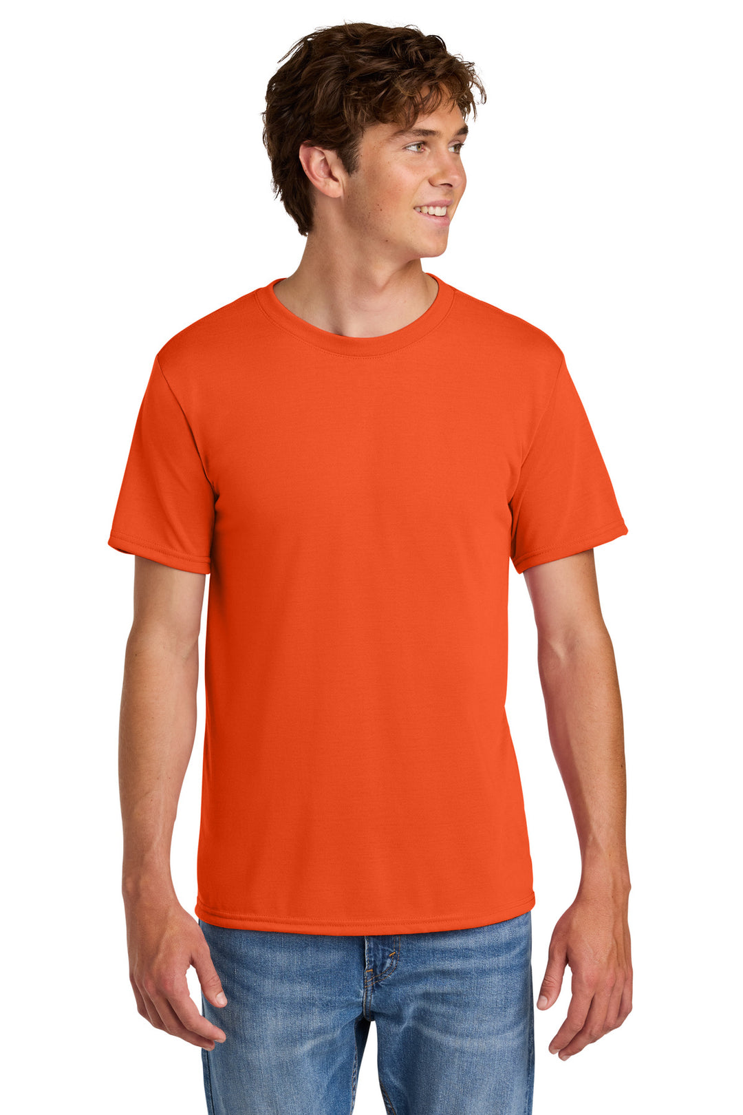 Front View of Orange Gildan Gildan Performance T-Shirt. 42000