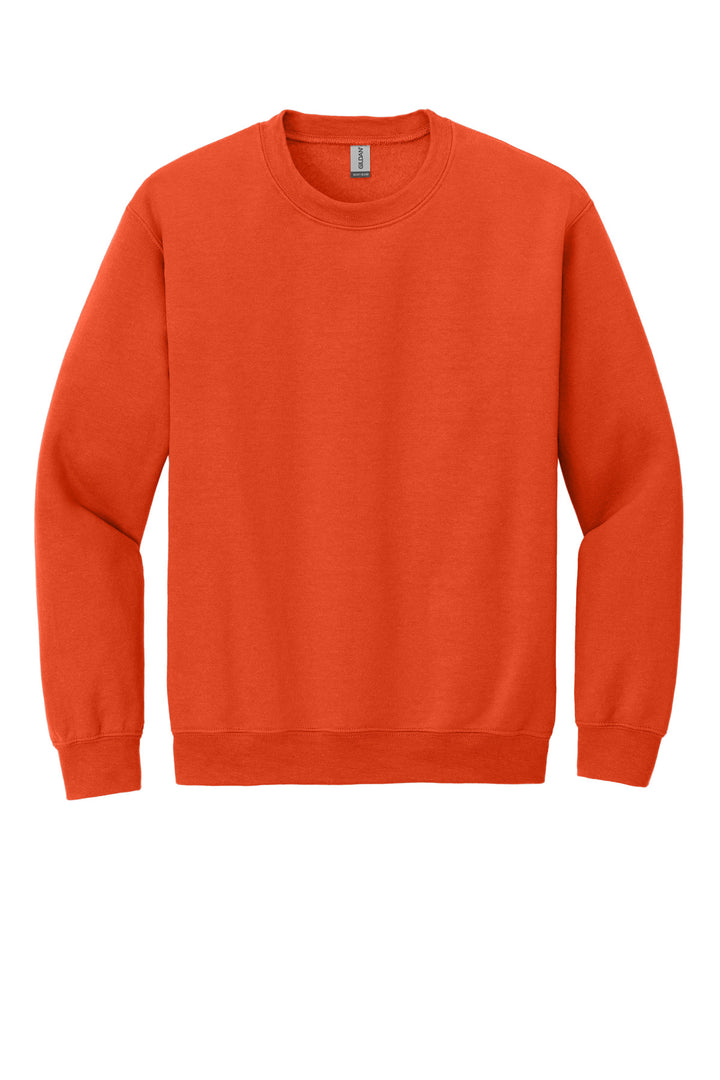 Front View of Orange Gildan Heavy Blend Crewneck Sweatshirt. 18000