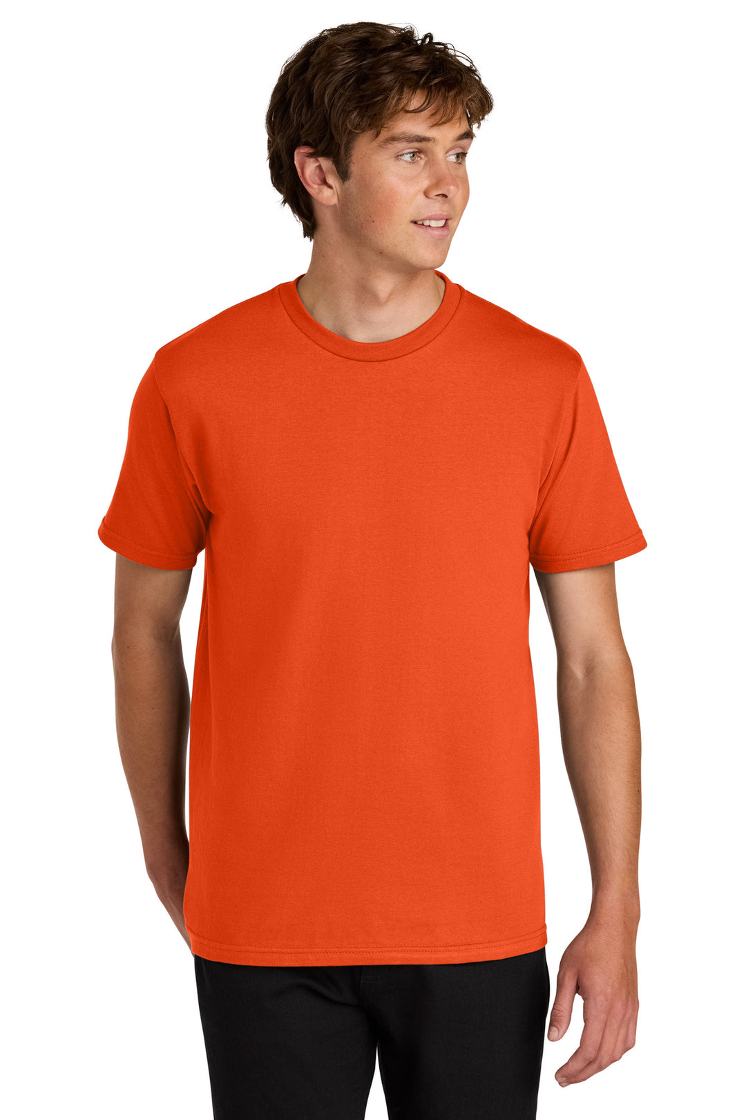 Front View of Orange Gildan Softstyle Midweight Tee 65000
