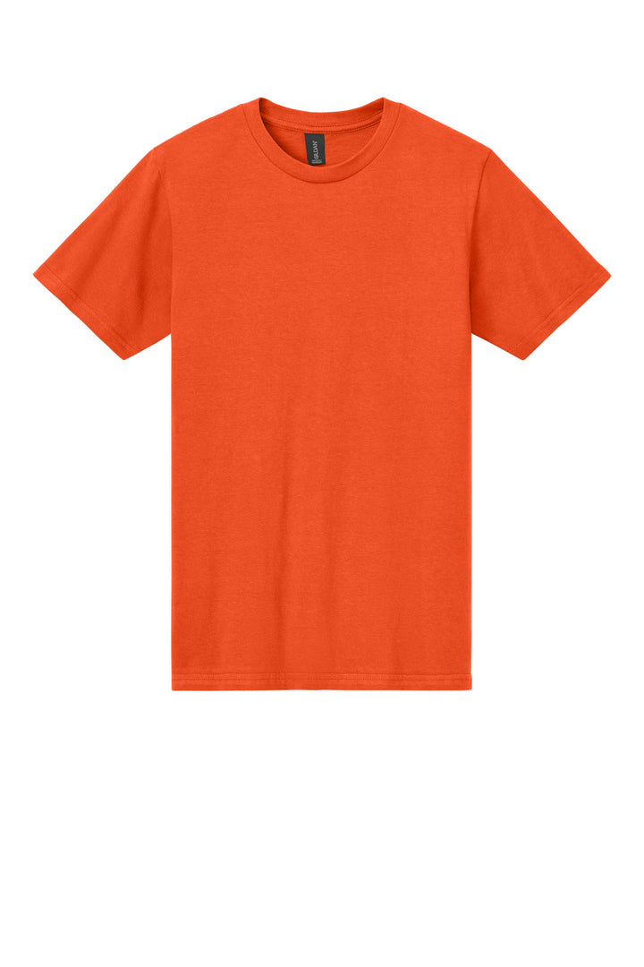 Front View of Orange Gildan Softstyle Midweight Tee 65000