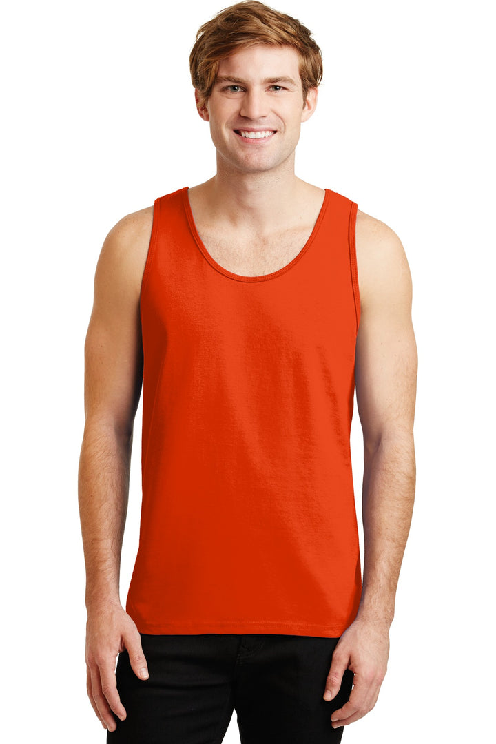 Front View of Orange Gildan - Ultra Cotton 100% US Cotton Tank Top. 2200
