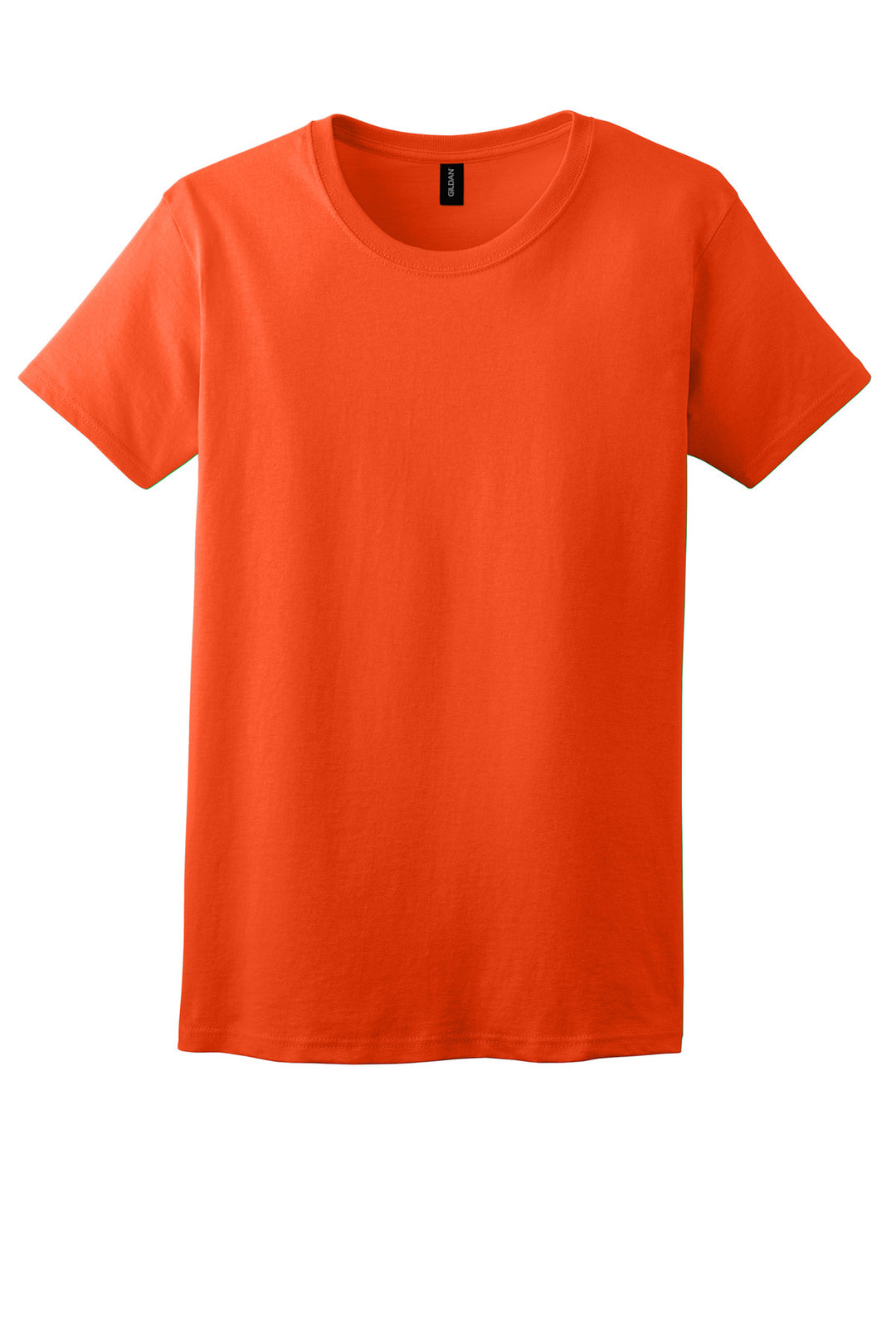 Front View of Orange Gildan Women's Ultra Cotton 100% US Cotton T-Shirt. 2000L