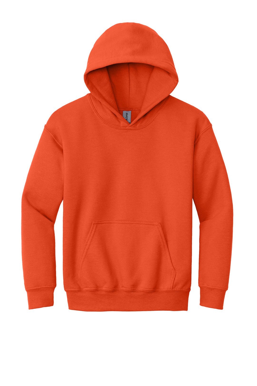 Front View of Orange Gildan - Youth Heavy Blend Hooded Sweatshirt. 18500B