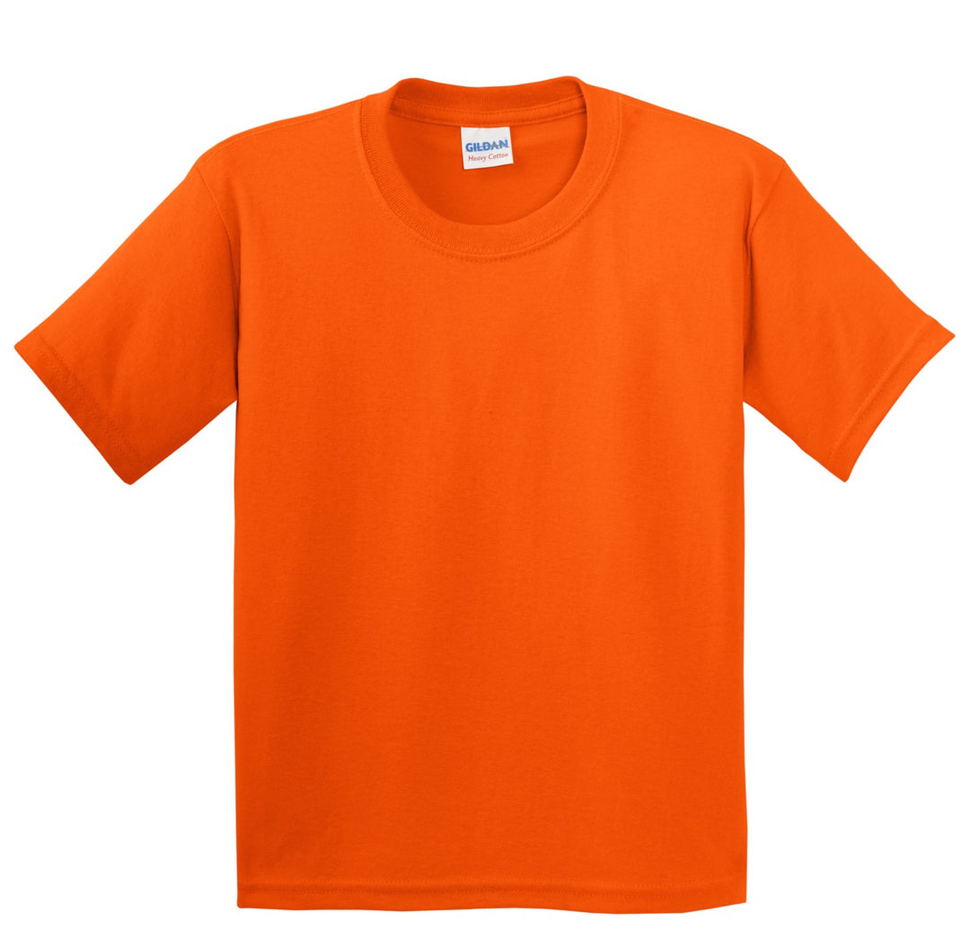 Front View of Orange Gildan - Youth Heavy Cotton 100% Cotton T-Shirt. 5000B