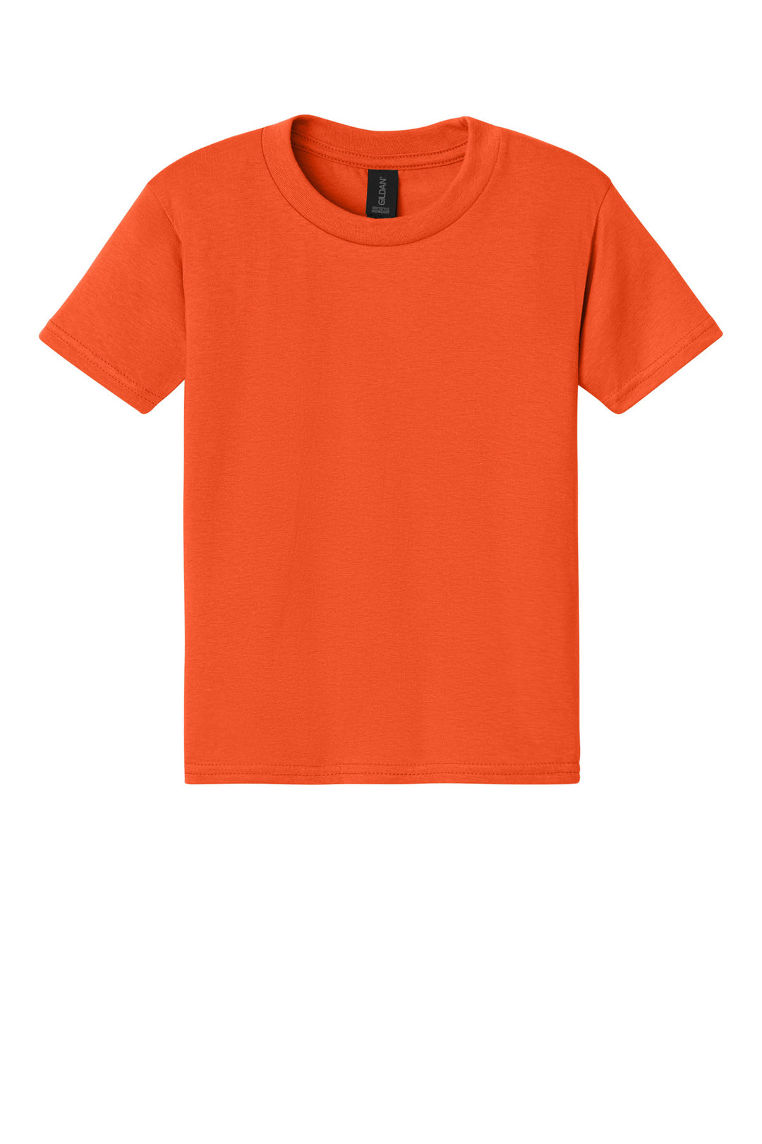 Front View of Orange Gildan Youth Softstyle Midweight Tee 65000B