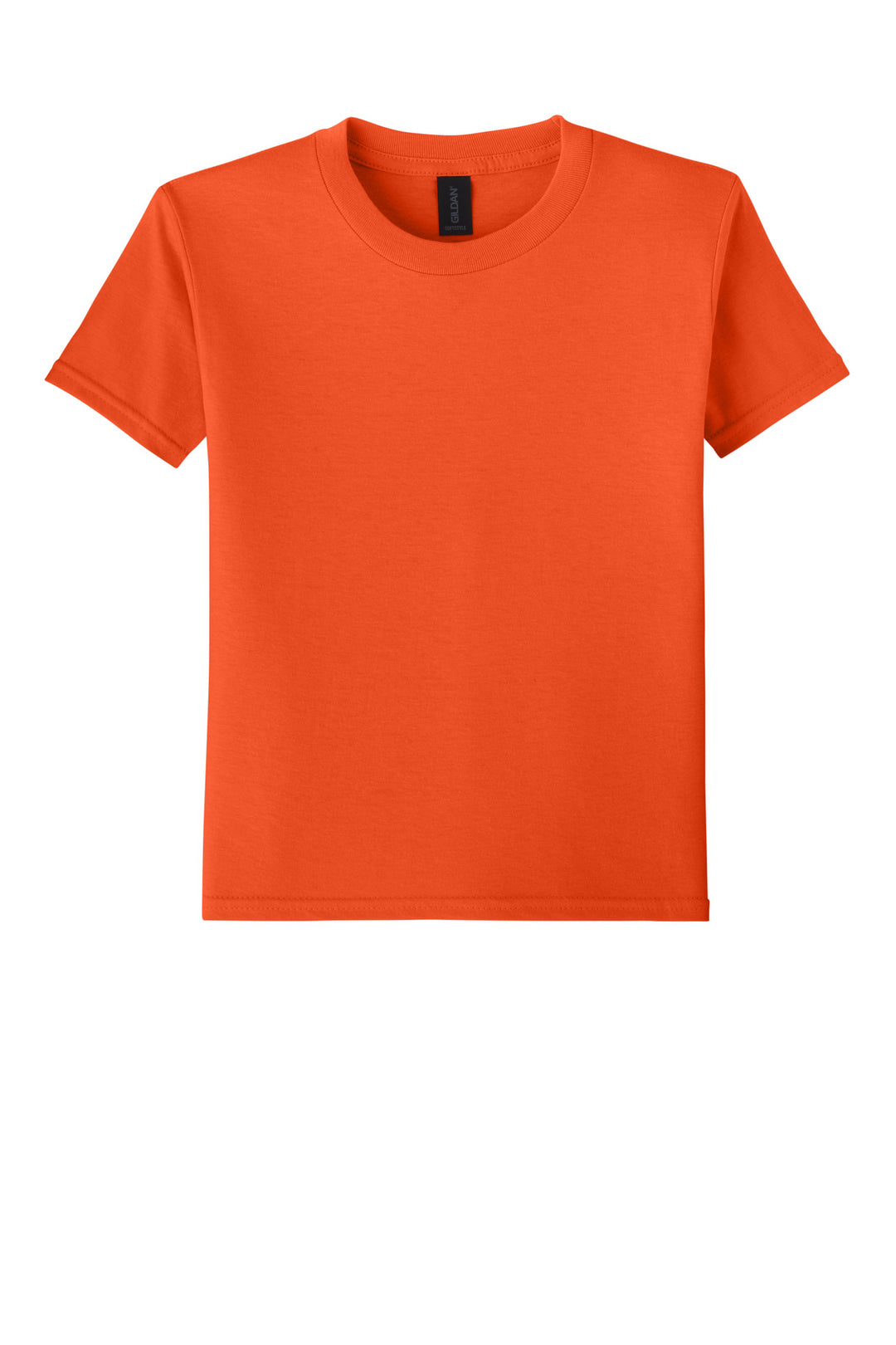 Front View of Orange Gildan Youth Softstyle T-Shirt 64000B