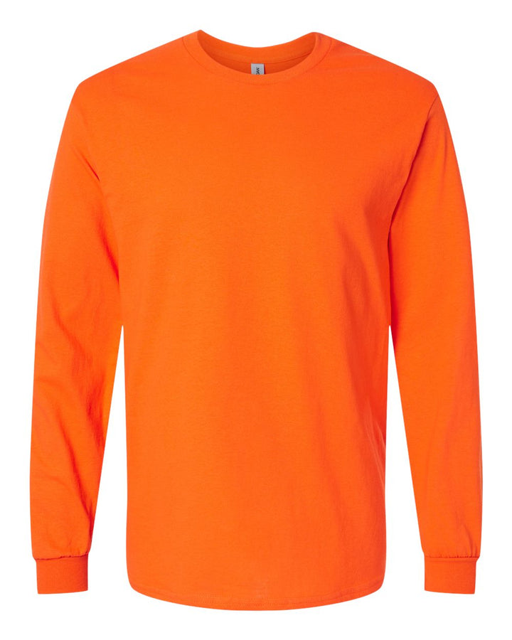 Front View of Orange Heavy Cotton™ Long Sleeve T-Shirt - 5400