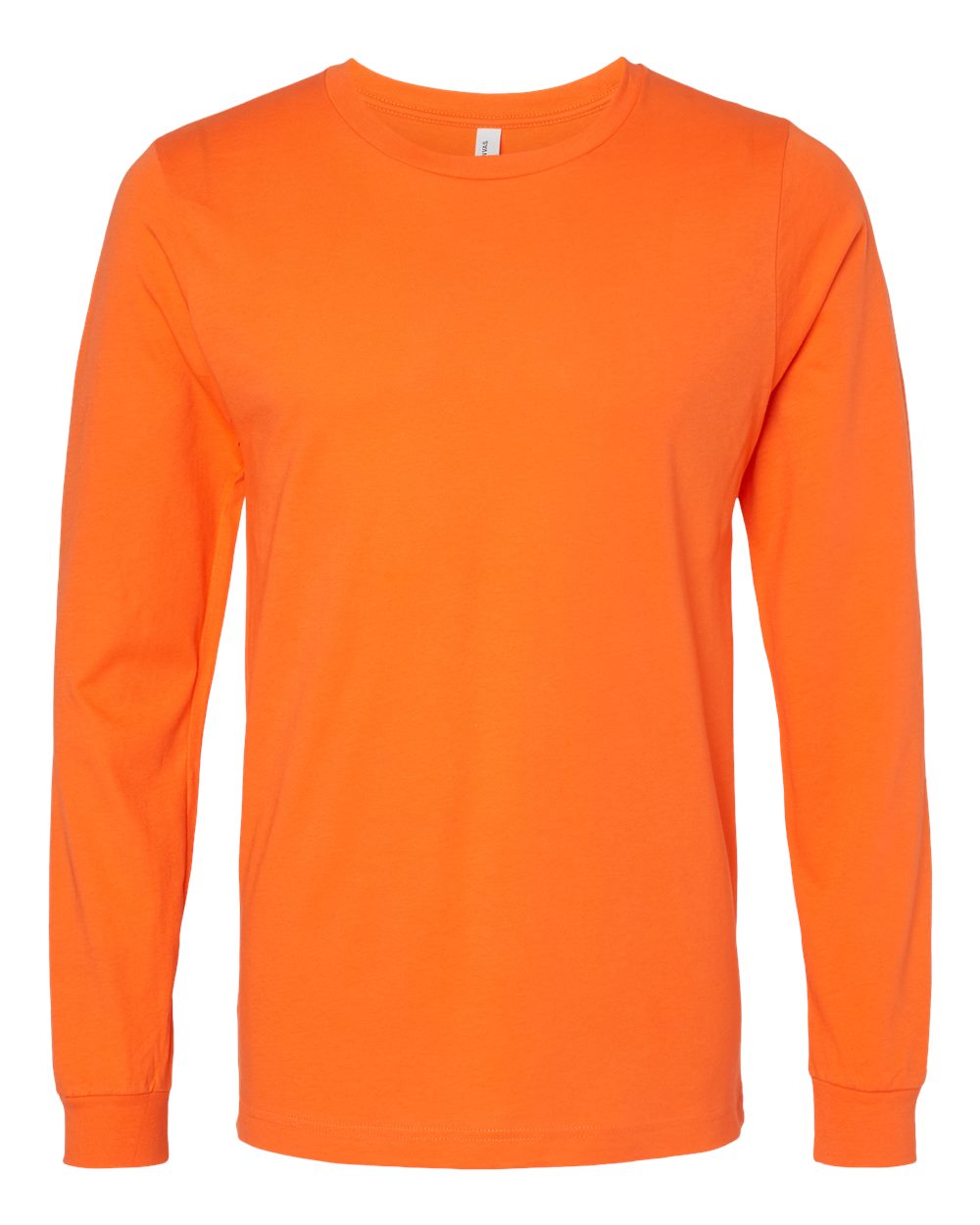 Front View of Orange Jersey Long Sleeve Tee - 3501