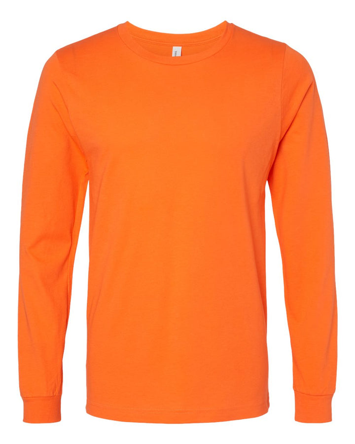 Front View of Orange Jersey Long Sleeve Tee - 3501