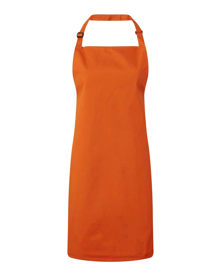 Front View of Orange Recycled Bib Apron - RP150
