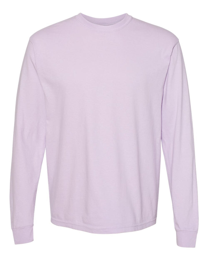 Front View of Orchid Garment-Dyed Heavyweight Long Sleeve T-Shirt - 6014